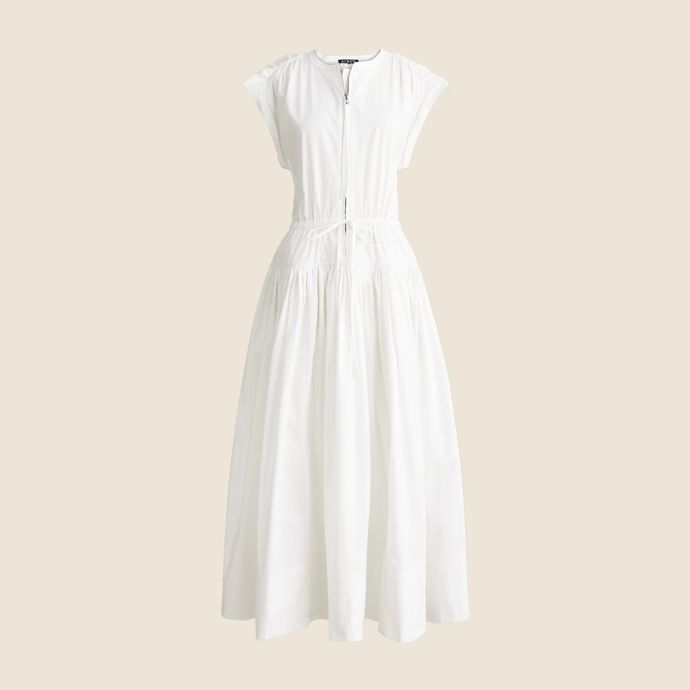 J. Crew Drop-waist midi dress in cotton poplin